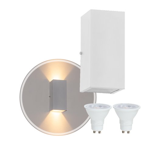 Arandela Duplo Facho Longo Branca + 2 Lâmpada Led Gu10 6w 3000K ST187