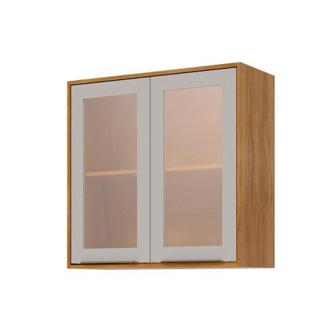 Armário de Cozinha Modulado Brilhante C/ 2 Portas 80cm Cinamomo/off White - Mgm