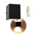 Ver imagem 4 de Kit 6 Arandelas 2 Fachos Preta + 6 Lâmpadas LED G9 5W 3000K para Parede Muro Externa e Interna St678