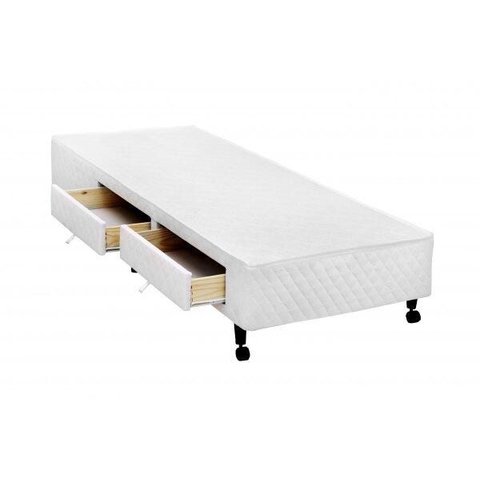 Cama Box 2 Gavetas Castor Solteiro Poli Branco 079x198x27cm