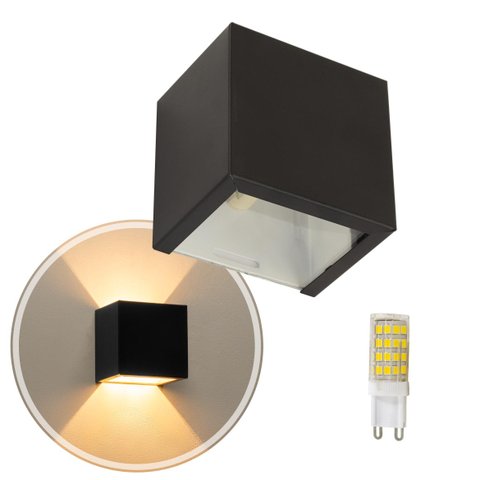 Kit 15 Arandela 2 Fachos Slim Preta + LED G9 5w 3000K Luminária Externa ou Interna St397
