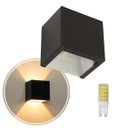 Ver imagem 1 de Kit 15 Arandela 2 Fachos Slim Preta + LED G9 5w 3000K Luminária Externa ou Interna St397
