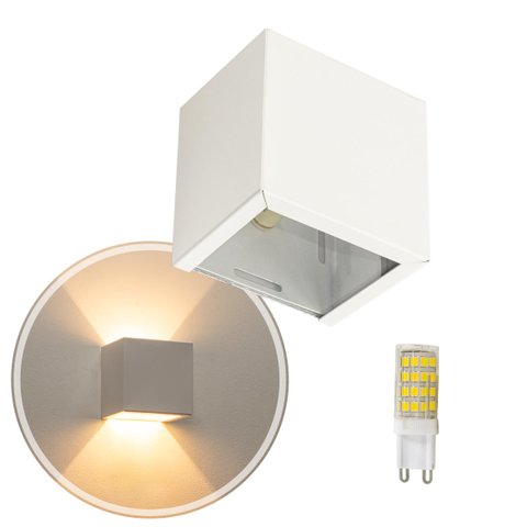 Kit 18 Arandela 2 Fachos Slim Branca + LED G9 5w 3000K Luminária Externa ou Interna St397