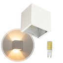 Ver imagem 1 de Kit 18 Arandela 2 Fachos Slim Branca + LED G9 5w 3000K Luminária Externa ou Interna St397
