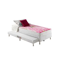 Cama Box Com Bicama Solteiro Branca + Colchão Espuma D20 Santa Clara 88x188x51cm - 1