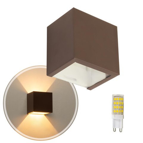KIT 9 Arandela 2 Fachos Slim Marrom + LED G9 5w 3000K Luminária Externa ou Interna St397