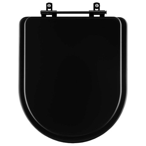 Assento Sanitário Poliester Carrara Preto (ebano) para Vaso Deca com Ferragem Preta