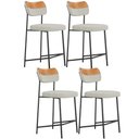 Ver imagem 1 de Kit 04 Banquetas Baixa Bar Cozinha Sala Jantar Preto Melina L02 Couríssimo Whisky Linho Cinza -