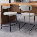 Ver imagem 2 de Kit 04 Banquetas Baixa Bar Cozinha Sala Jantar Preto Melina L02 Couríssimo Whisky Linho Cinza -