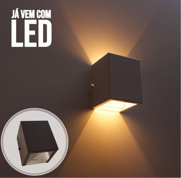 Arandela de Parede Externa Slim 2 Focos 2 Frisos + Led 5W G9 Bivolt  (Marrom, Branco Quente) : : Casa