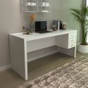 Ver imagem 6 de Mesa de Escritório Branca com 3 Gavetas 155x74 Cm Me4113