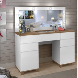 Penteadeira Camarim Clean - Branco/Amadeirado mo - 2 Penteadeira Camarim Clean - Branco/Amadeirado mo - 2