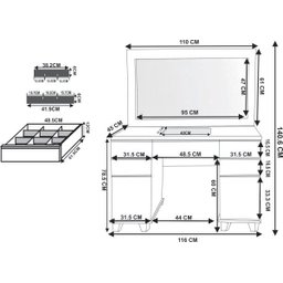 Penteadeira Camarim Clean - Branco/Amadeirado mo - 7 Penteadeira Camarim Clean - Branco/Amadeirado mo - 7