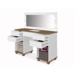 Penteadeira Camarim Clean - Branco/Amadeirado mo - 5 Penteadeira Camarim Clean - Branco/Amadeirado mo - 5