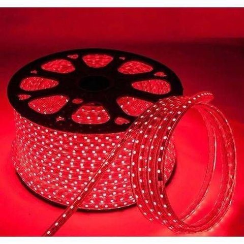Mangueira Fita Led Vermelho 100 Metros Achatada Efeito Natal 127v Ip66 Externa + 4 Conectores