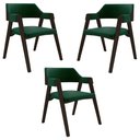 Ver imagem 1 de Kit 3 Cadeiras Sala de Jantar e Jogos Carteados Madeira Maciça Poker Veludo Verde/capuccino G42 - Gr