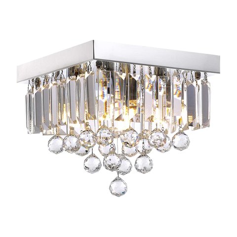 Luminária Plafon de Cristal Legitimo Transparente 25x25cm