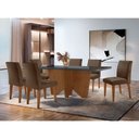 Ver imagem 1 de Sala de Jantar Mesa Evora 180 Mdf Vidro Canto Copo com 6 Cadeiras Grecia Rufato