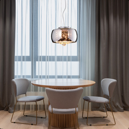 Lustre Pendente Bacia 28cm Cristal Cromado Bivolt - 9