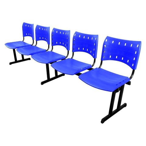 Cadeira Iso Pp Rp Longarina 5 Lugares Color Azul
