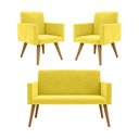 Ver imagem 1 de Kit Namoradeira + 02 Poltronas Decorativas Nina Amarelo