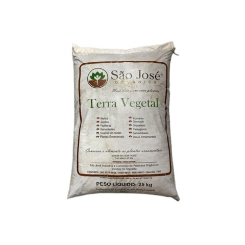 Terra Vegetal São José 25kg Jardinagem Solo Adubo Orgânico Plantio