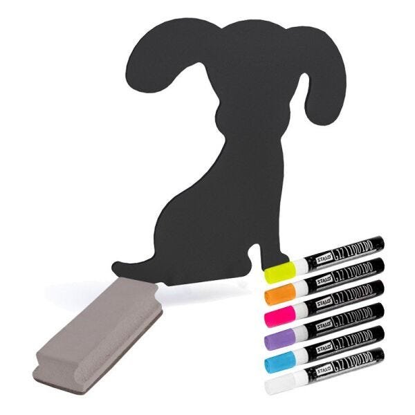 Quadro negro decor giz líquido formato Cachorro + Conj 6 canetas + Apagador - 1