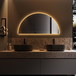 Espelho com Led Decorativo Moderno Meia Lua 100 X 50 Cm - 1