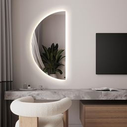 Espelho com Led Decorativo Moderno Meia Lua 100 X 50 Cm - 2