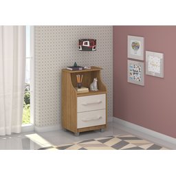 Mesa de Cabeceira Topázio com 2 Gavetas 1 Nicho Pés em Mdf Freijo/offwhite - 2