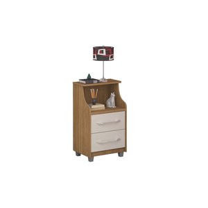 Mesa de Cabeceira Topázio com 2 Gavetas 1 Nicho Pés em Mdf Freijo/offwhite