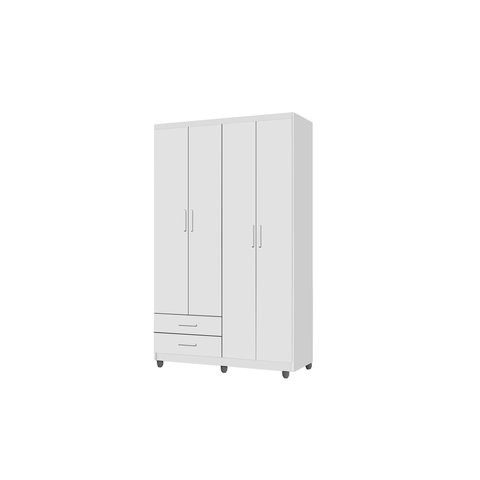 Guarda Roupa 4 Portas 2 Gavetas Cabideiro Prateleira Titan Branco