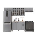 Ver imagem 2 de Cozinha Modulada 4 Peças 1 Balcão sem Tampo 3 Aéreos 100% MDF com Vidro Bari Cinza/Titânio Fosco