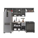 Ver imagem 4 de Cozinha Modulada 4 Peças 1 Balcão sem Tampo 3 Aéreos 100% MDF com Vidro Bari Cinza/Titânio Fosco