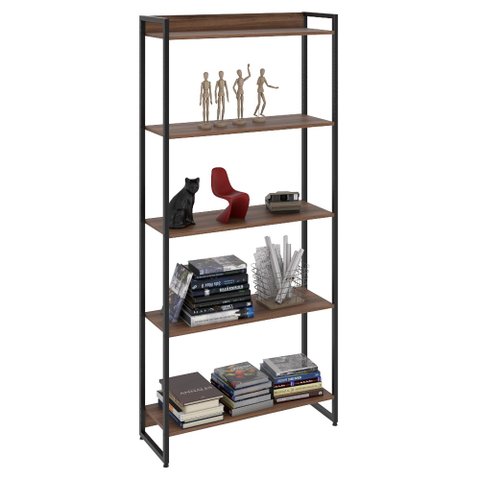 Estante Livreiro Multiuso Dynamica Industrial 80cm 5 Prateleiras C08 Nogal - Mpozenato