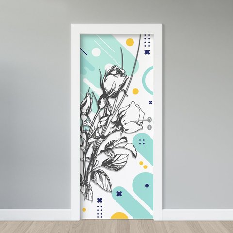 Adesivo de Porta - Floral Abstrato 1
