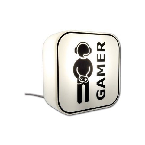 Luminária Box Quadro decorativo Branco Gamer com fio