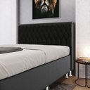 Ver imagem 1 de Cabeceira Estofada Bellatrix 160 para Cama Queen Couro Preto Aradecor