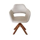Ver imagem 1 de Poltrona Zara Giratória em Linho com Base de Madeira Bege Bella Decor