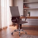 Ver imagem 1 de Cadeira de Escritório Home Office Executiva Encosto Anatômico Couro PU Base Giratória Marrom