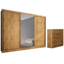 Ver imagem 1 de Guarda-Roupa Casal com Espelho 3 Portas 8 Gavetas Natus