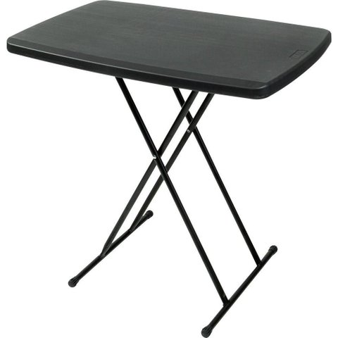 Mesa Dobrável Camper Retangular Tampo em Plástico Preto Kala 75cm