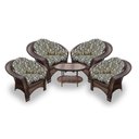 Ver imagem 1 de Conjunto de Poltronas Fibra Sintética Cairo - 4 Poltronas + 1 Mesa Centro - Tecido Corda Náutica