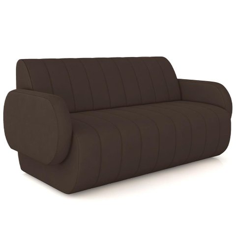 Sofá 3 Lugares Sala Living Orgânico 188cm Fávara K01 Veludo Marrom - Lyam Decor