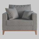 Ver imagem 1 de Poltrona Decorativa Beny Tecido Linho Base E Pés Em Madeira