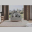 Ver imagem 5 de Poltrona Decorativa Beny Tecido Linho Base E Pés Em Madeira