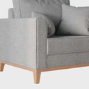Ver imagem 2 de Poltrona Decorativa Beny Tecido Linho Base E Pés Em Madeira