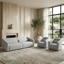 Ver imagem 1 de Conjunto Sofá Living Ísis e Duas Poltronas Tecido Acquablock Pet Friendly Linho Cinza Claro 2,30m