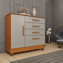 Ver imagem 4 de Conjunto Guarda Roupa Casal com Puxador MDF Portugal com Pés, Cama Casal Monaco e Cômoda Chicago Beg
