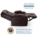 Ver imagem 3 de Poltrona do Papai Reclinável Elétrica Fixa com Massagem e Aquecimento em Corino Marrom Premium